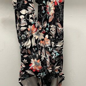 Kenneth Cole Black and White Dress with Floral Accents